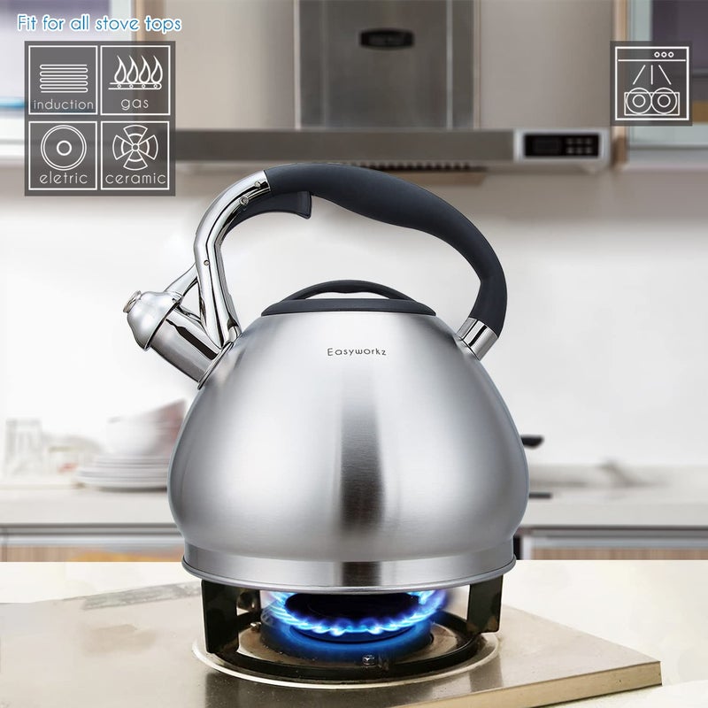 Easyworkz Whistling Stovetop Tea Kettle Food Grade Stainless Steel Hot Water Tea Pot With Loud Whistle,3.1 Quart(3.0l) - Image 3